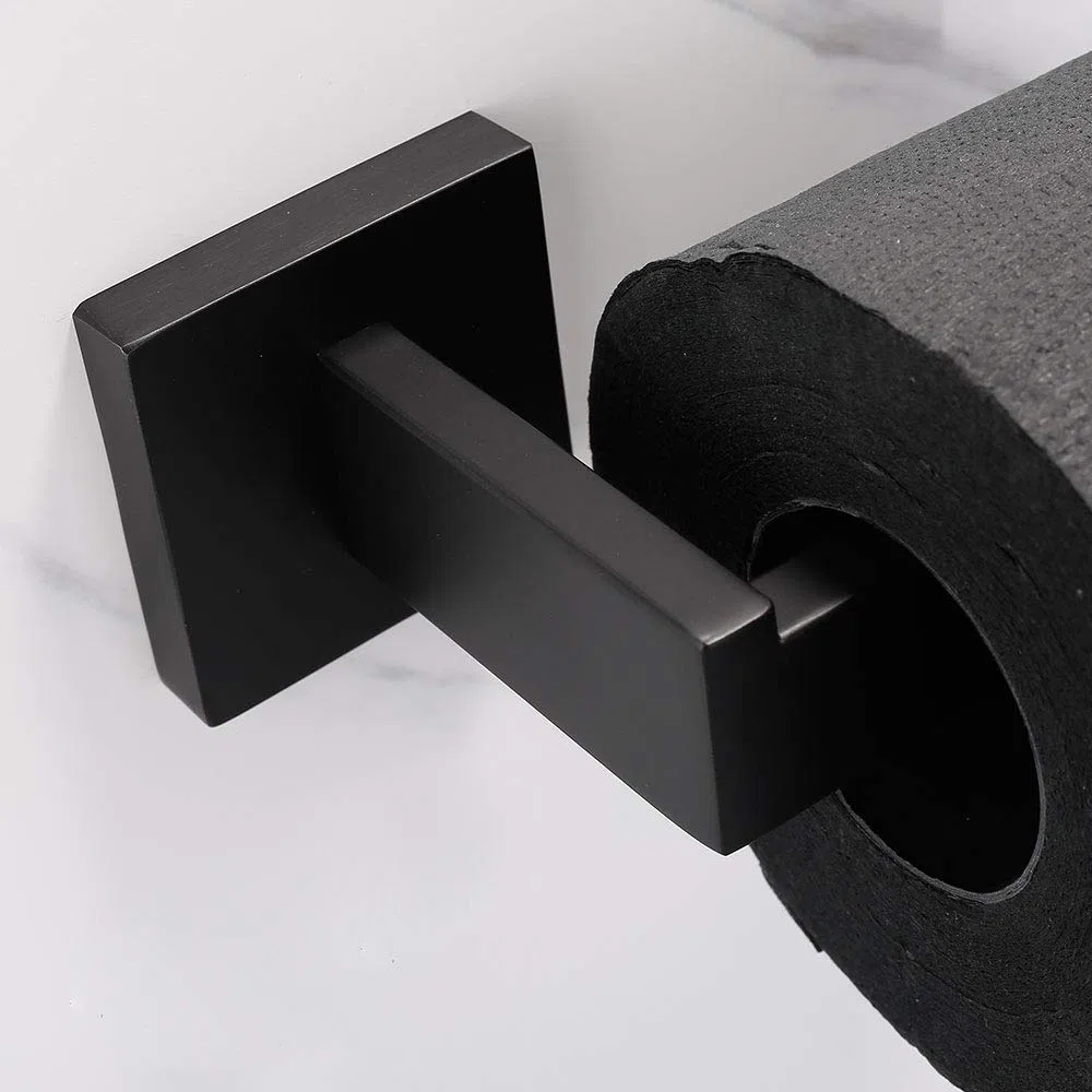 Toallero de Acero Inoxidable SUS304 montado en la Pared Toallero de Acabado Negro para baño y Cocina Negro Sujetador de Papel de baño