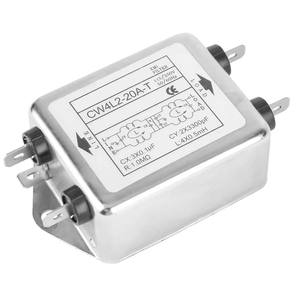 Filtro EMI de línea de alimentación CW4L2-20A-T, supresor de ruido del purificador de potencia de alto rendimiento del terminal 115V/250V 20A 50/60Hz