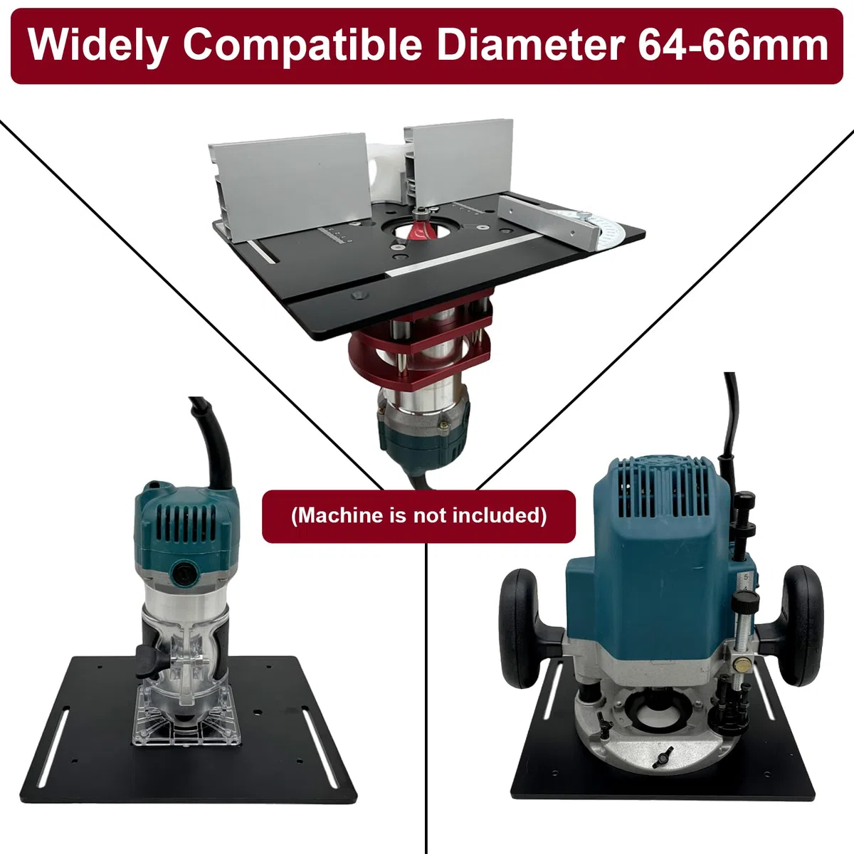 Mesa Fresadora para Madera con Plataforma Elevadora, Regruesadora, Soporte Router, Tupia, para Madera de 64-66 mm, Plato de Aluminio