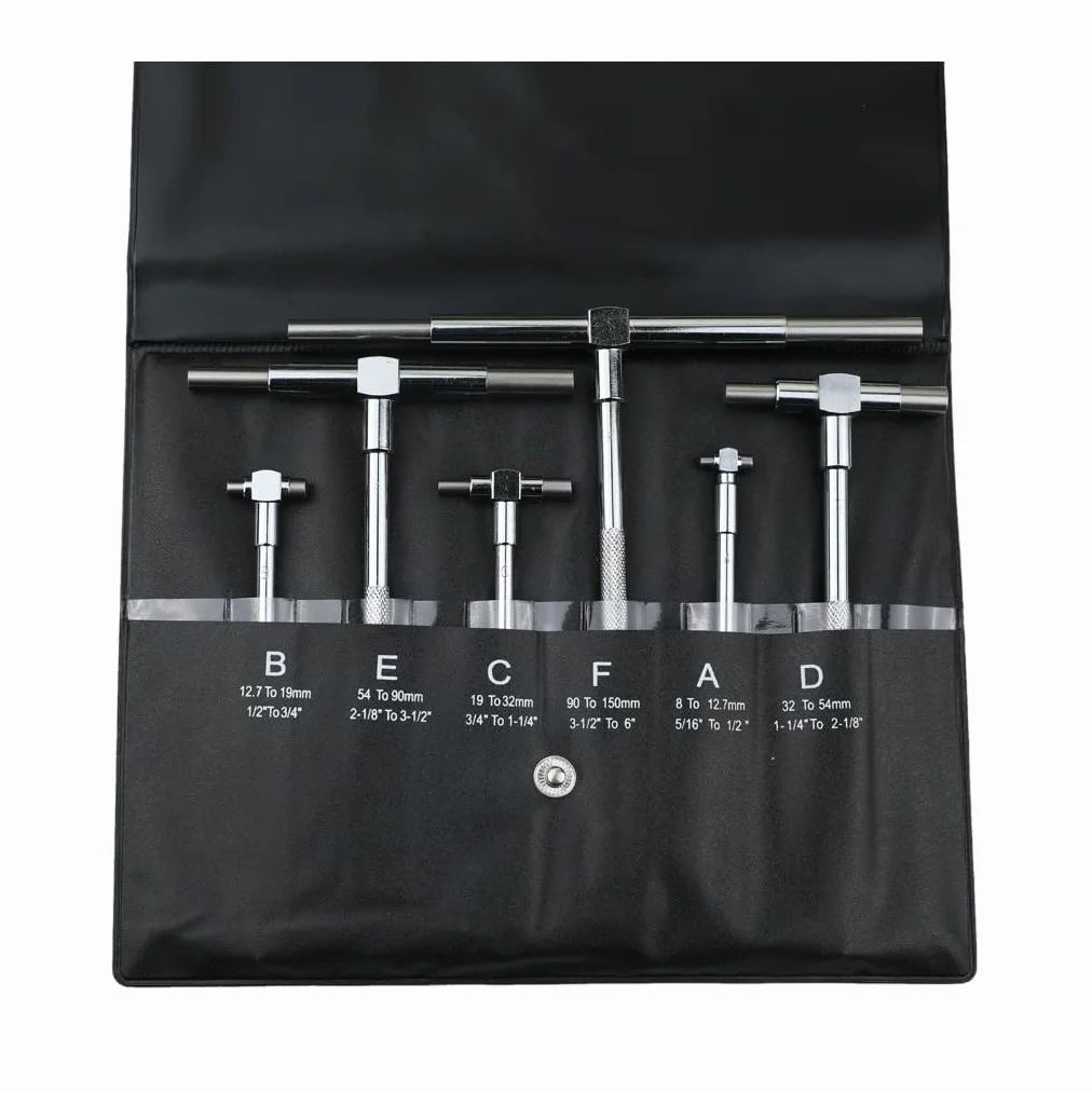 Juego de Medidor Telescópico, T Calibre Agujero con 6 Piezas 5/16″-6″(8-150mm) Alta Precisión Acero Inoxidable para Agujero Rápido Dentro Medición