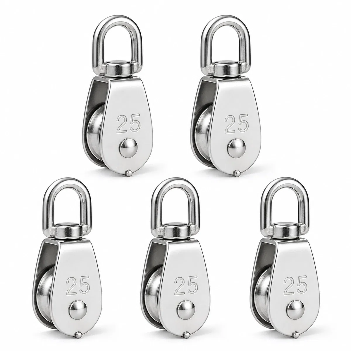 Starvast - Polea simple M25 de acero inoxidable 304 – M25 – Polea de elevación – Capacidad de la polea 150 kg – Plata