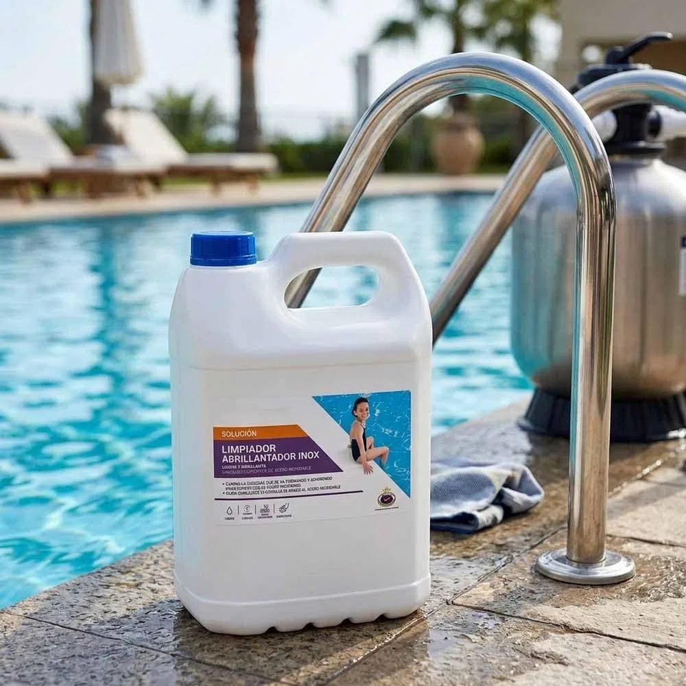 Suinga Limpiador Abrillantador de Acero Inoxidable para Piscina 5 litros | Limpieza Profesional y Brillo Duradero | Mantenimiento Eficiente de Equipos y Superficies de Piscinas
