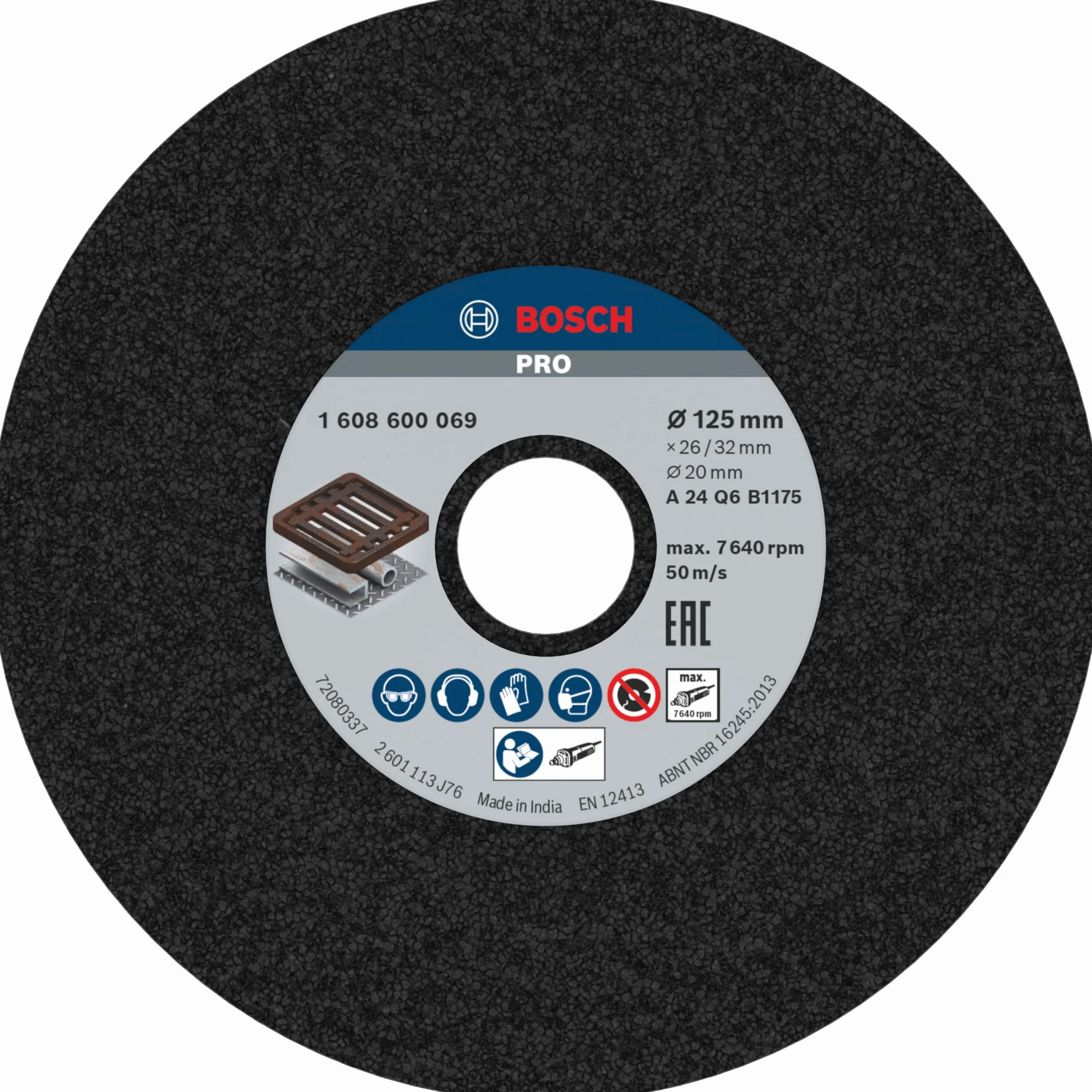 Bosch 1 608 600 069 - Disco de amolar para amoladoras rectas - 125 mm, 20 mm, 24 (pack de 1)