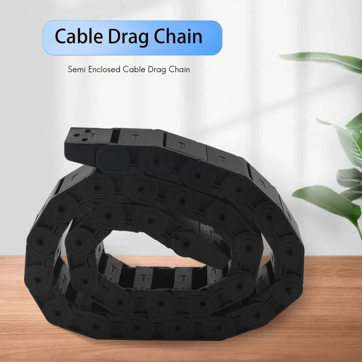 18mm x 37mm Negro Flexible Cadena de arrastre de cable semicerrada 1M 39.4"