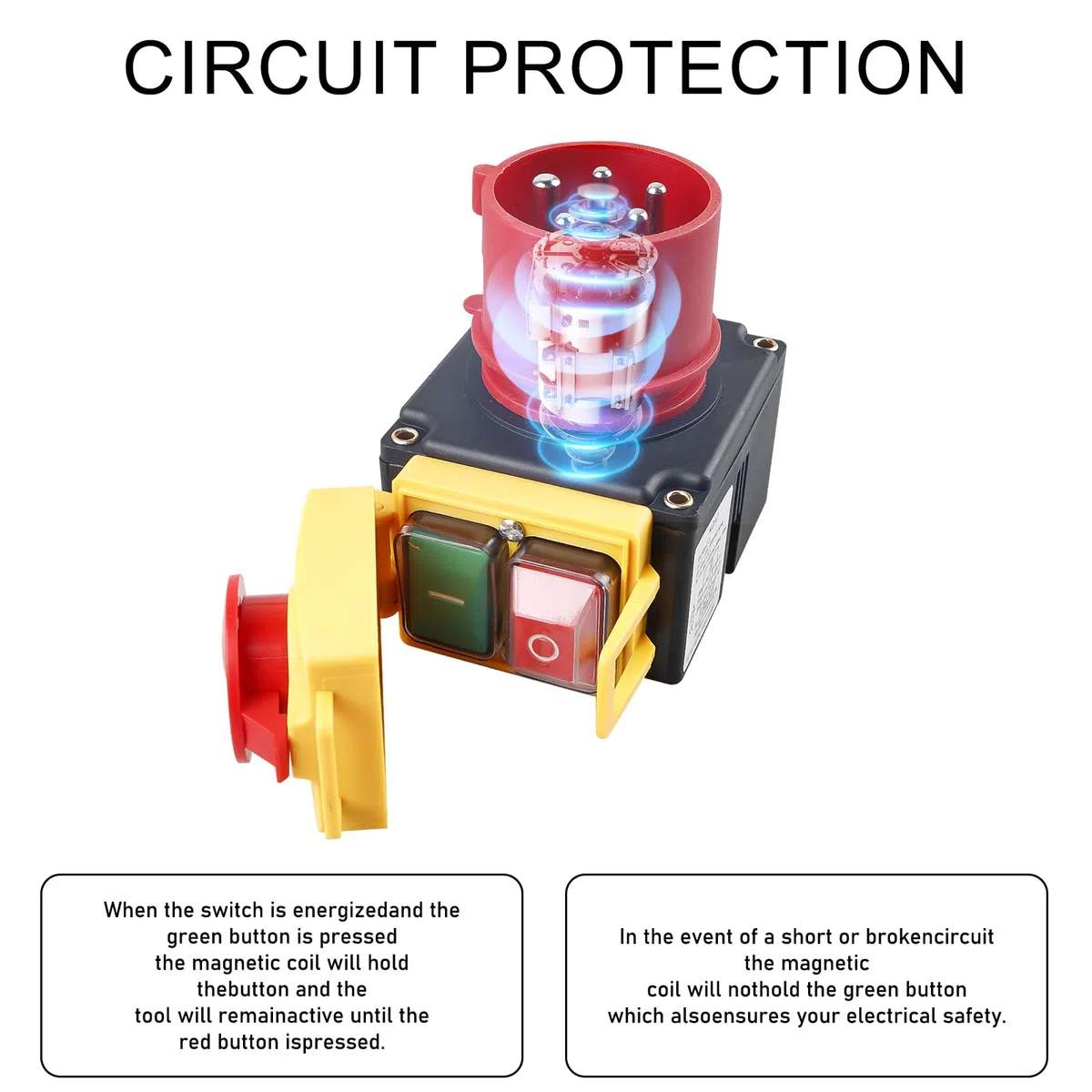 Interruptor de máquina: interruptor de 3 fases de 400 V de emergencia con enchufe CEE, resistente al agua, interruptor electromagnético, interruptor de voltaje cero, interruptor de protección del