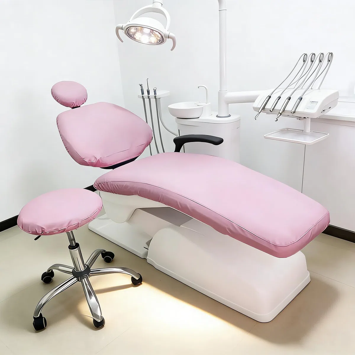 Fundas para sillones dentales, Juego de 5 Unidades de Cuero sintético para odontología, Fundas Protectoras Impermeables de Cuero sintético para sillones dentales, película compuesta(Pink)