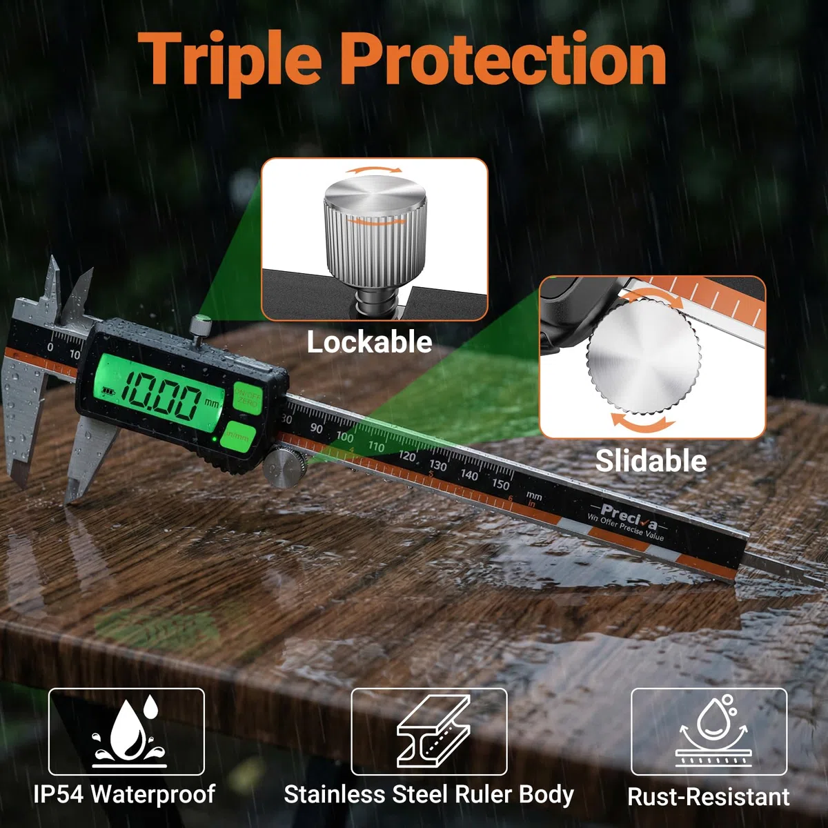 Calibre Digital Recargable Pantalla TáCtil,Calibrador Digital ElectróNico de PrecisióN 150mm/6pulgadas,Pie De Rey Digital De Apagado AutomáTico,Pie de Rey ElectróNico con Pantalla LCD
