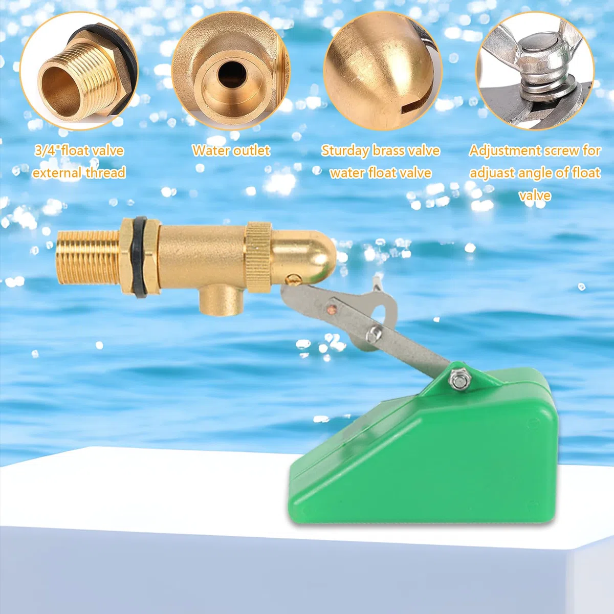 Válvula De Flotador De 1/2", 2 Interruptores De Flotador De Latón Con Flotador De Plástico Y Brazo Ajustable Válvula Llenado Automático Universal Para Tanques De Agua Y Bebederos