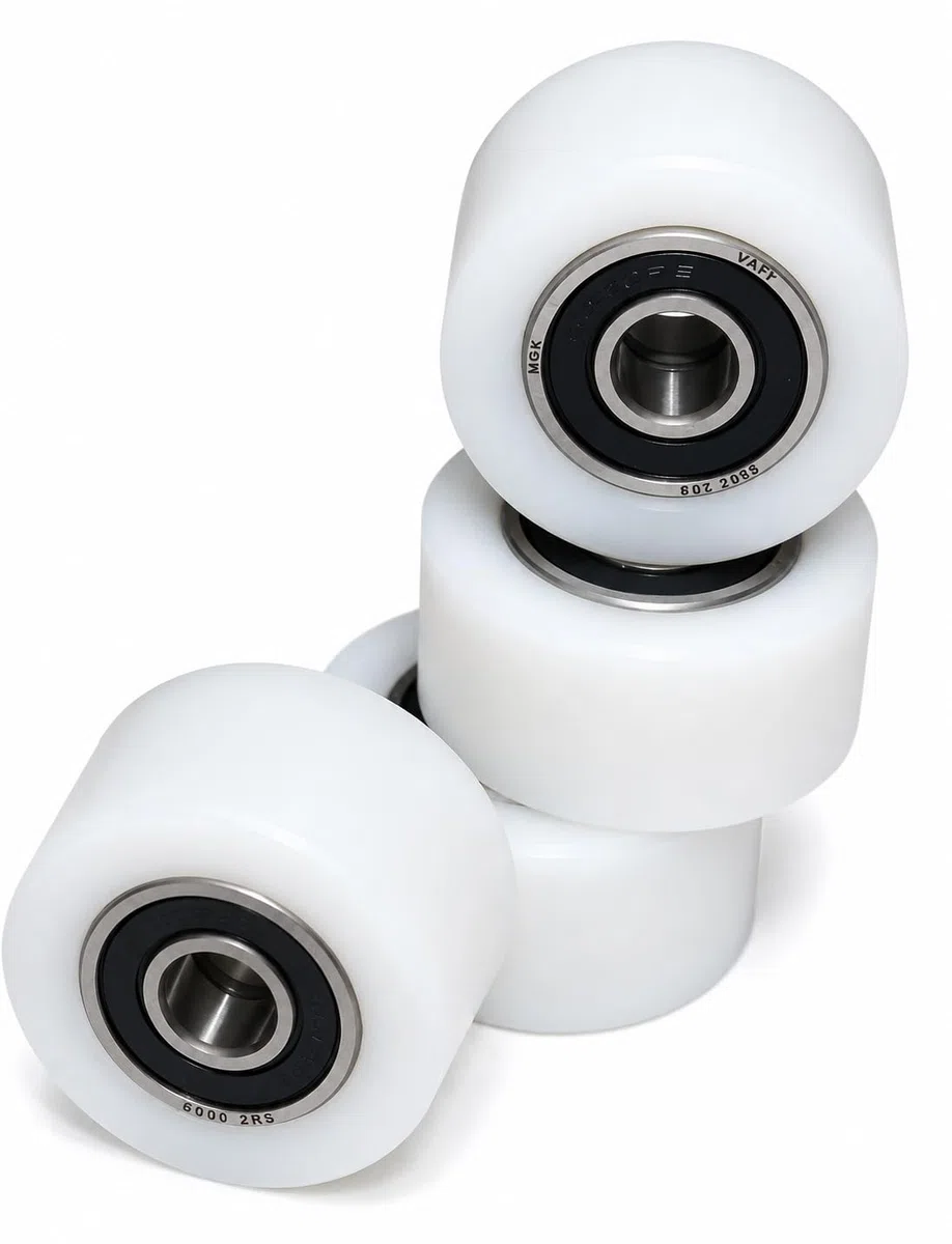 4 ruedas de poliamida de nailon de 40 mm de diámetro y 20 mm de ancho con rodamientos de 10 mm de precisión fabricados en la UE.