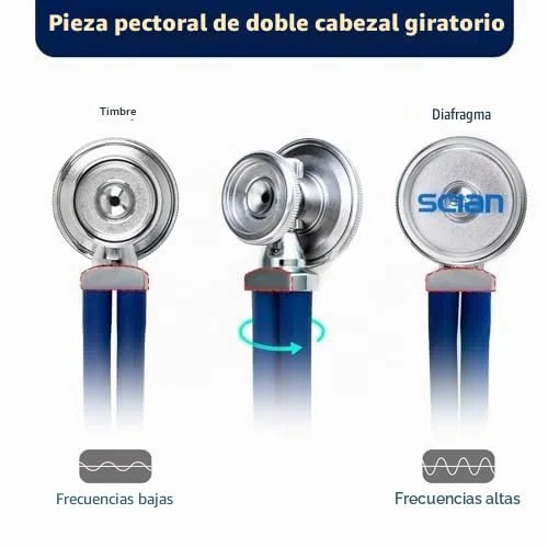 SCIAN Estetoscopio Sprague Rappaport, estetoscopio cardíaco multifuncional de doble cabezal con pleura convertible para adultos, niños y bebés（azul）
