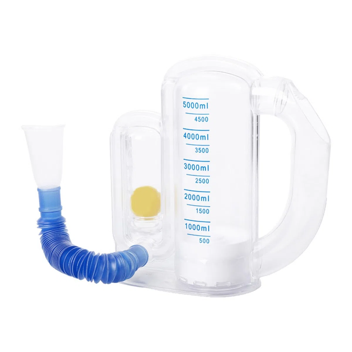Dispositivo de ejercicio pulmonar para ancianos, espirómetro de incentivo, 5000 ml, medición de volumen con indicador de caudal, entrenador de respiración profunda para estudiantes y niños,