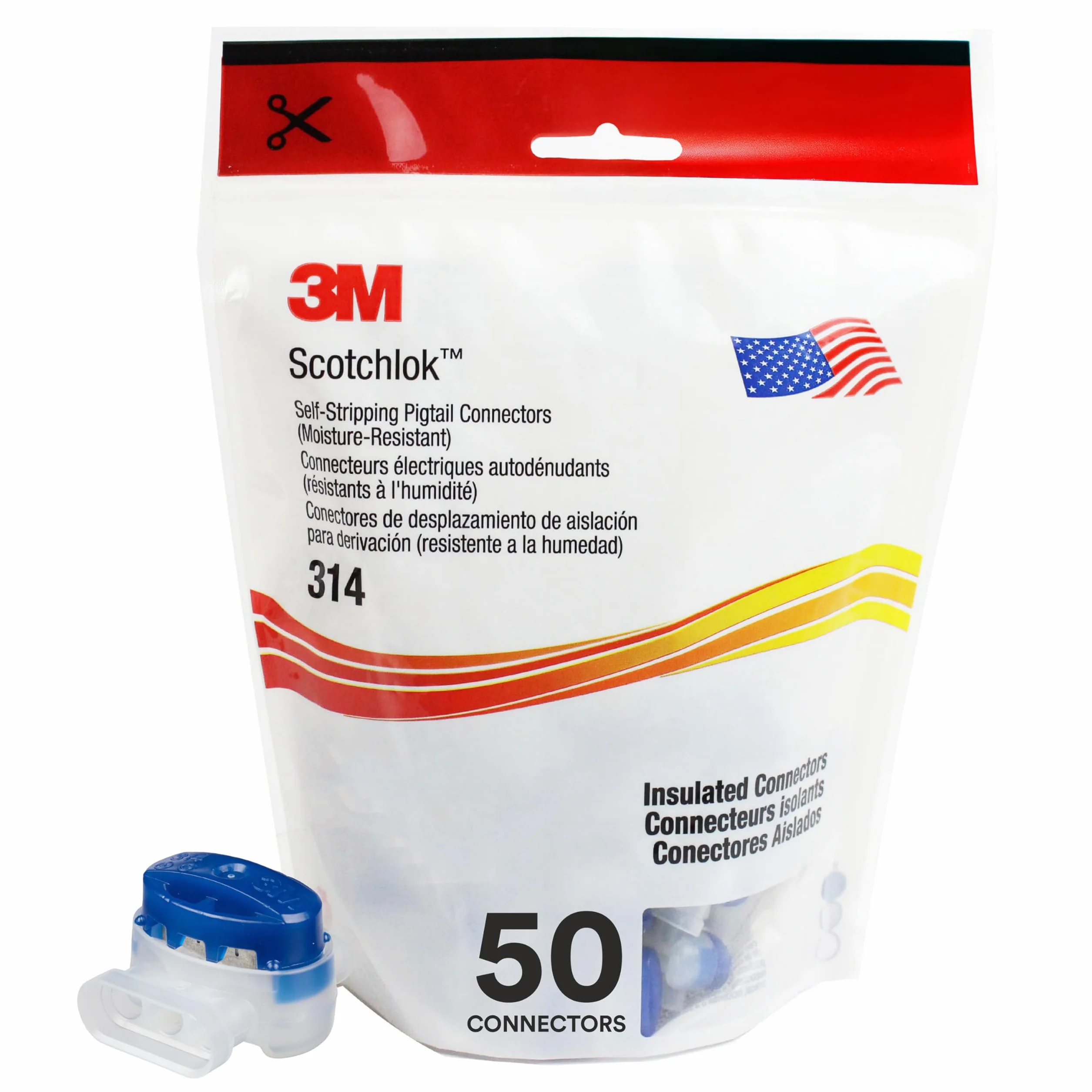 3 M 314 Scotchlok – Humedad geschützter Conector, máxima 0,5 mm² hasta 1,5 mm², color azul (50 unidades)