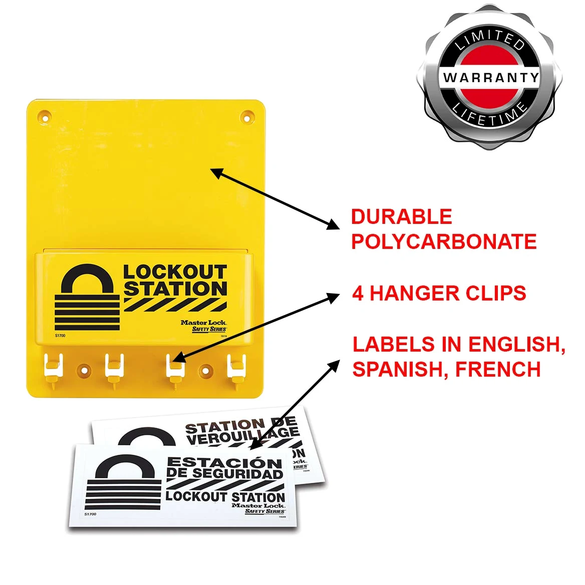 Master Lock S1700 Centro de Bloqueo Compacto con 4 Ganchos