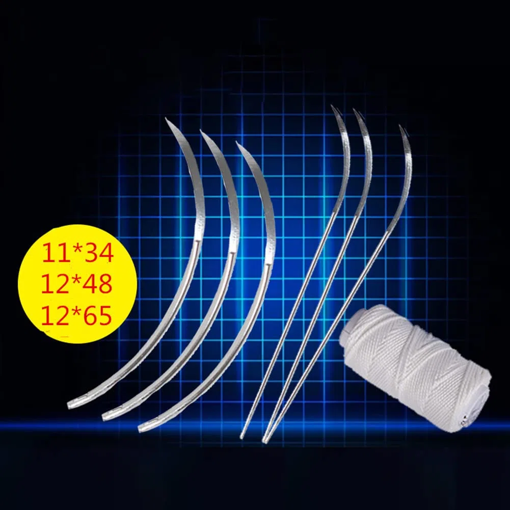 10 agujas curvadas, acero inoxidable para sutura veterinaria, varios tamaños, para cerdo, ganado, oveja, aves de corral, herramientas para ganado, 11 x 34