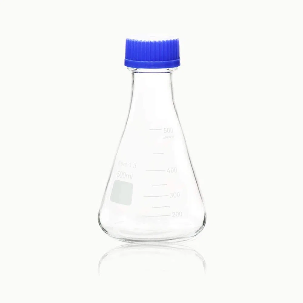 ULAB Scientific Erlenmeyer - Termo con tapa de rosca (500 ml, 3,3 borosilicato con graduación impresa, 2 unidades)