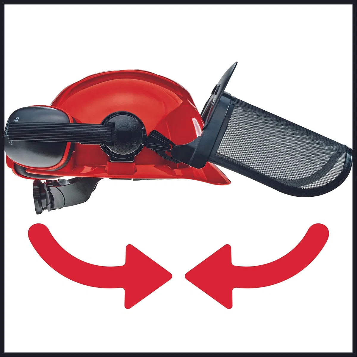 Einhell Casco de seguridad forestal, protección auditiva ajustable, Casco de seguridad forestal, protección auditiva ajustable, Color Rojo, 52 a 66 cm