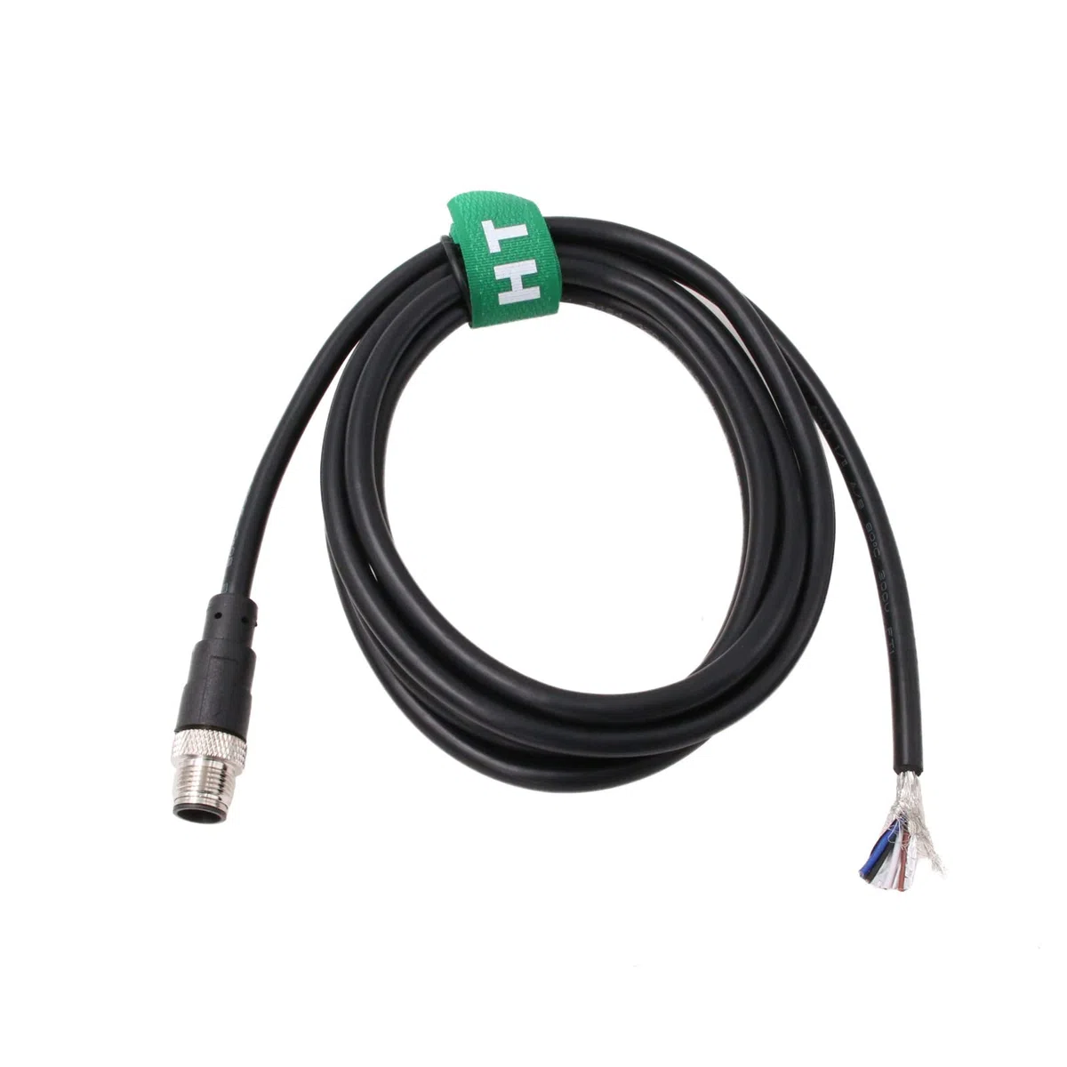 HangTon Cable de alimentación M12 A-Code de 4 pines macho para sensor de aviación a cable desnudo para automatización de control industrial, dispositivo de red DeviceNet, CANopen, IO Link, Profibus 2