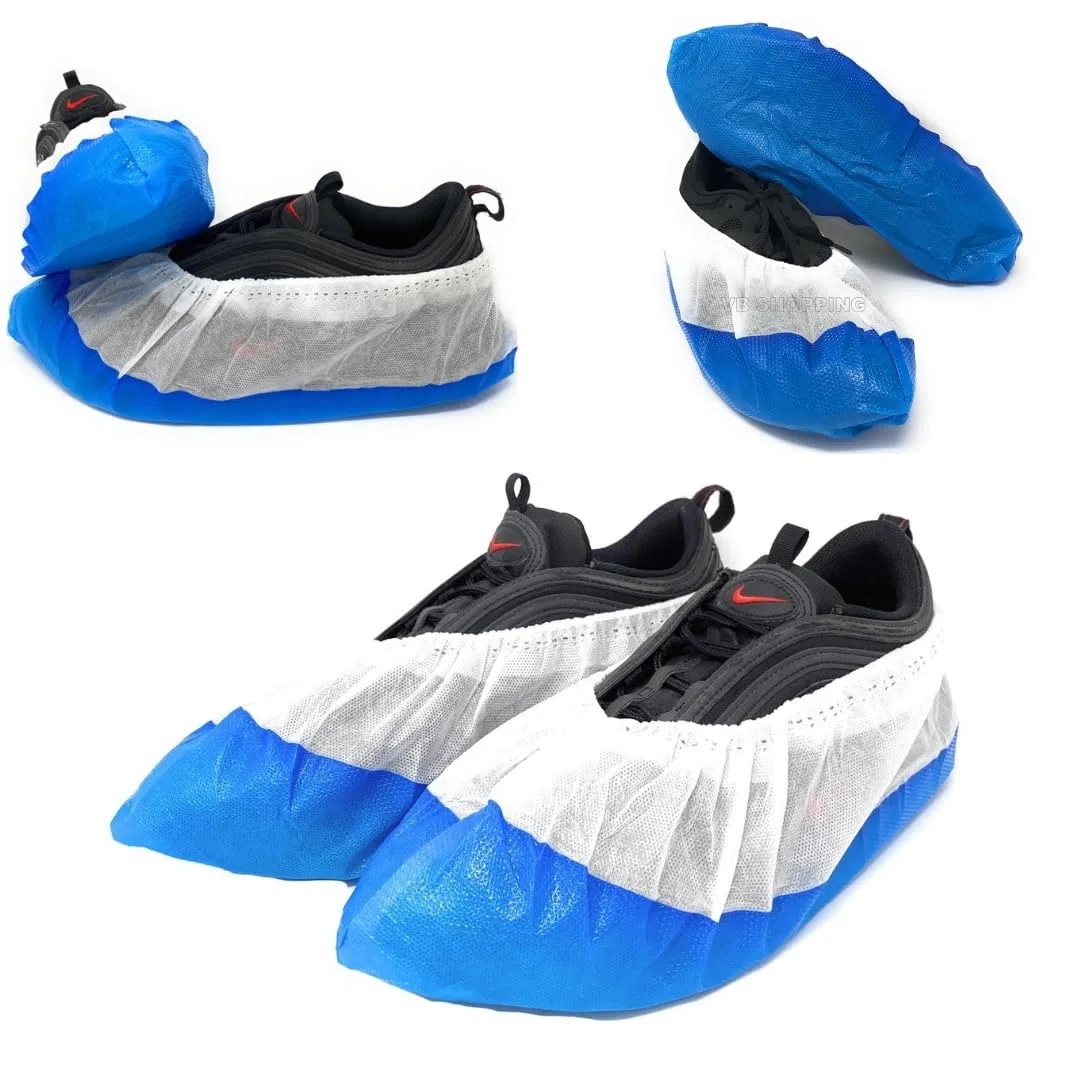 Cubrezapatos desechables antideslizantes, impermeables, de alta resistencia, Calzado desechable en CPE + TNT EXTRA RESISTENTE 100 piezas