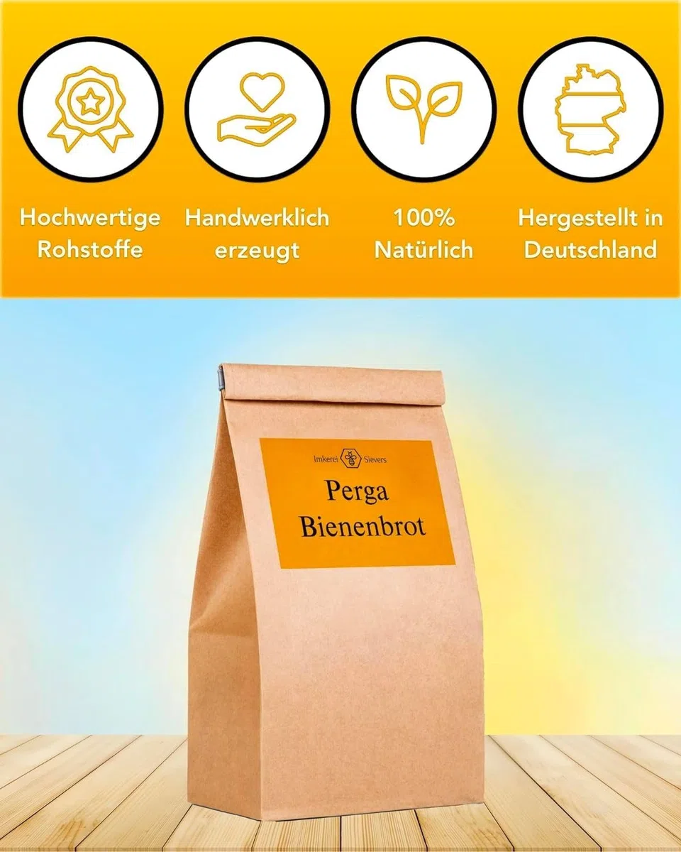 Pan de abeja del Norte Perga 100 g – Producto natural de la casa Imkerei Sievers – Perga polen de abeja – rico en proteínas vitaminas, minerales, pan de abeja para comer – polen de flores
