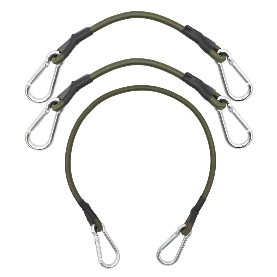 3 Pcs Cuerdas Elásticas, Cuerdas Elásticas con Mosquetones, 60 cm, 30 cm Tensores Elasticos, Gomas Elasticas Transporte para Maletas, Elásticas con Gancho para Toldos, Lonas, Camping, Equipaje