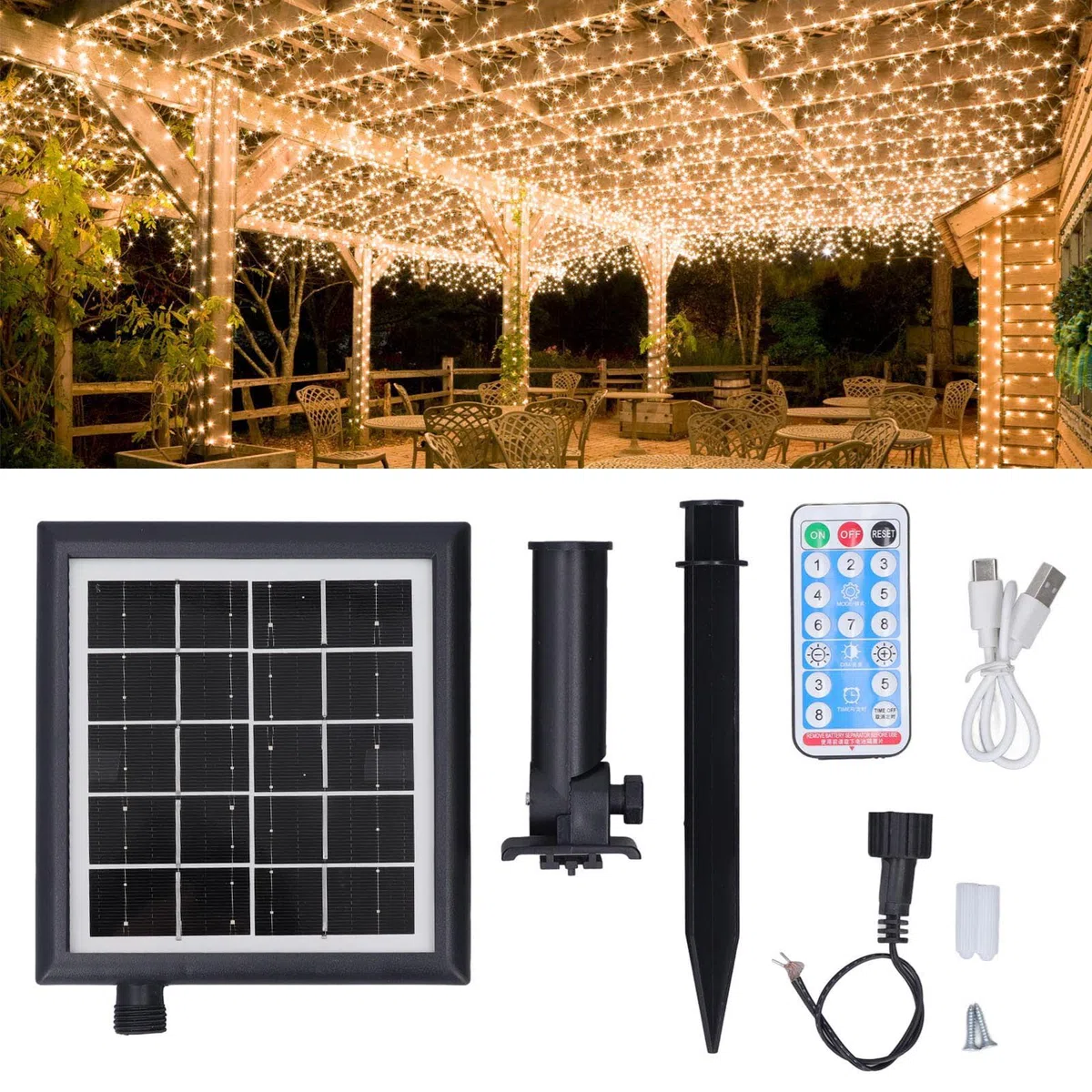 YWBL-WH Control Remoto Controlador de Luz Solar Salida 3 Ajustes de Brillo para árbol
