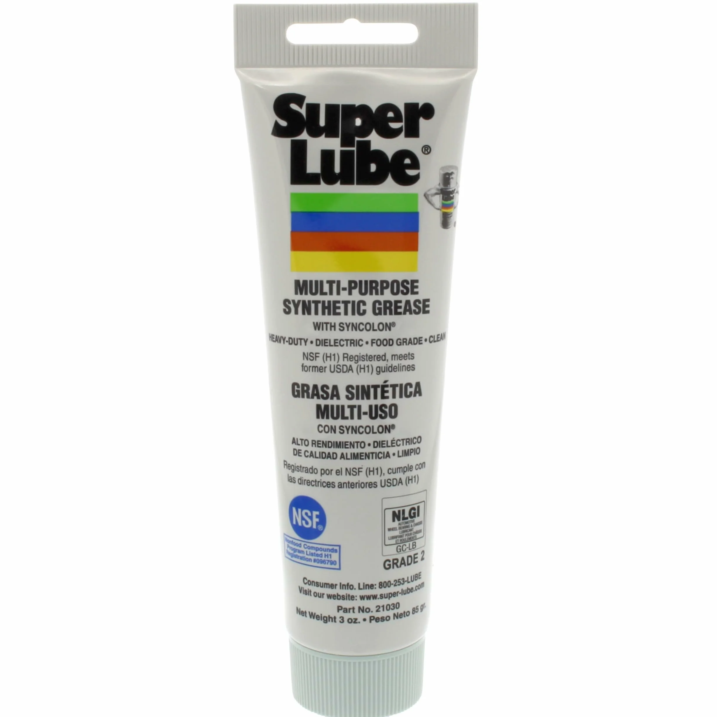 Super Lube® Multipropósito Grasa Sintética (NLGI 2) con Syncolon® (PTFE) 3 oz. Tubo