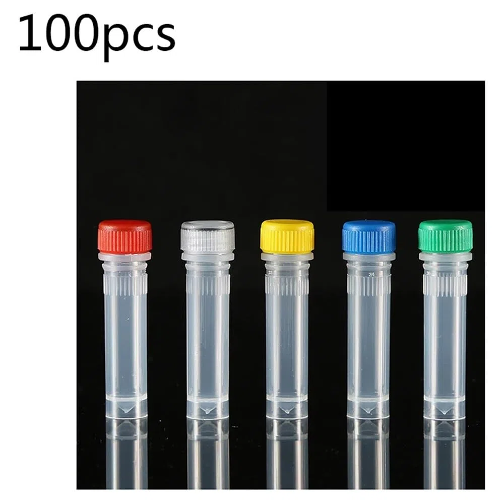 Cristalería de Laboratorio 100 tubos de criopreservación de 1,5 ml, tubos de laboratorio, tubos de centrífuga, criotubos for laboratorio con tapa