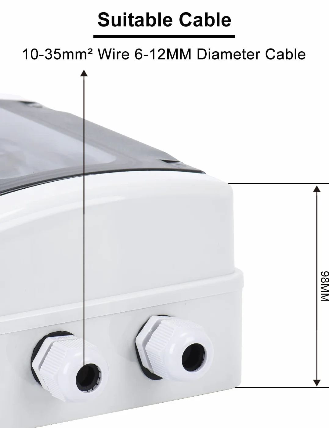 DIHOOL Disyuntor DC 12V interruptor de aislamiento controlador de fusión del sistema solar fotovoltaico DC-100A 2 polos (DC12V-DC400V o AC110-400V), con carcasa impermeable IP65