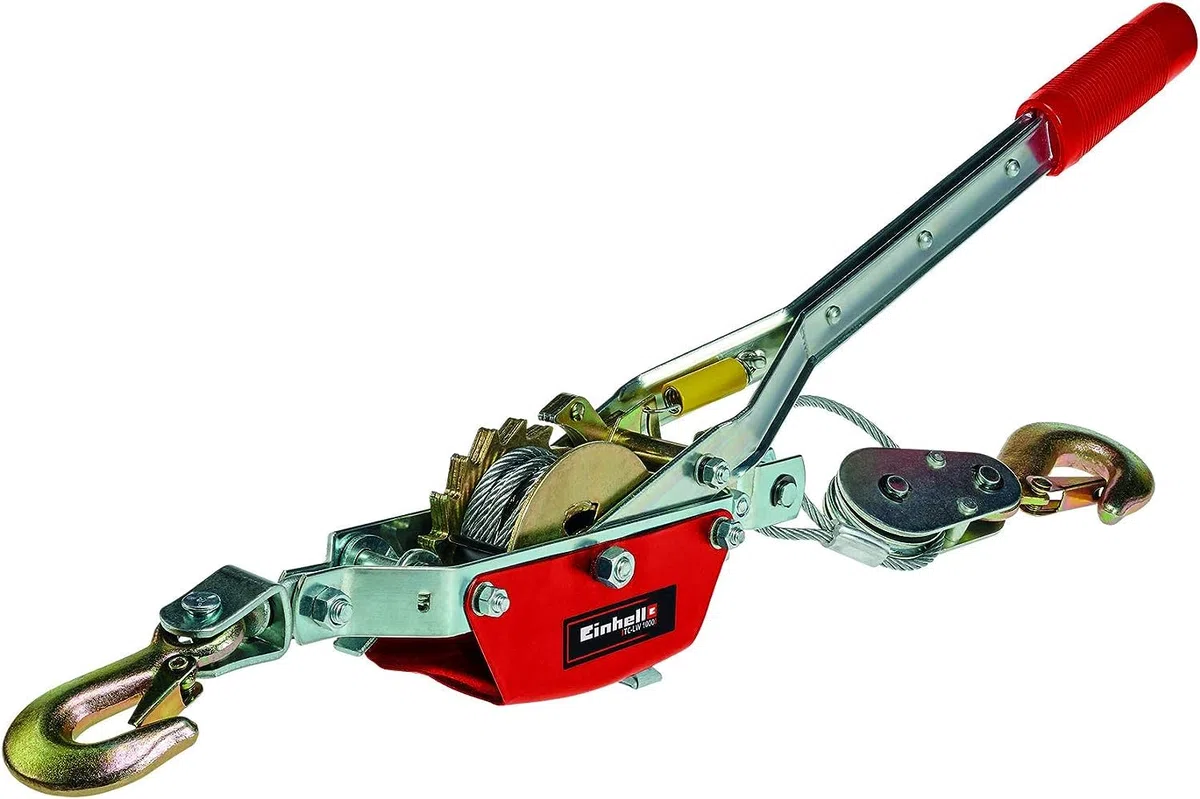 Einhell Tracción por cable con palanca manual TC-LW 1000 (cable de alambre de 2.2 m, fuerza de tracción máx. 1000 kg, incl. una polea de desvío con gancho de carga y estribo de seguridad)