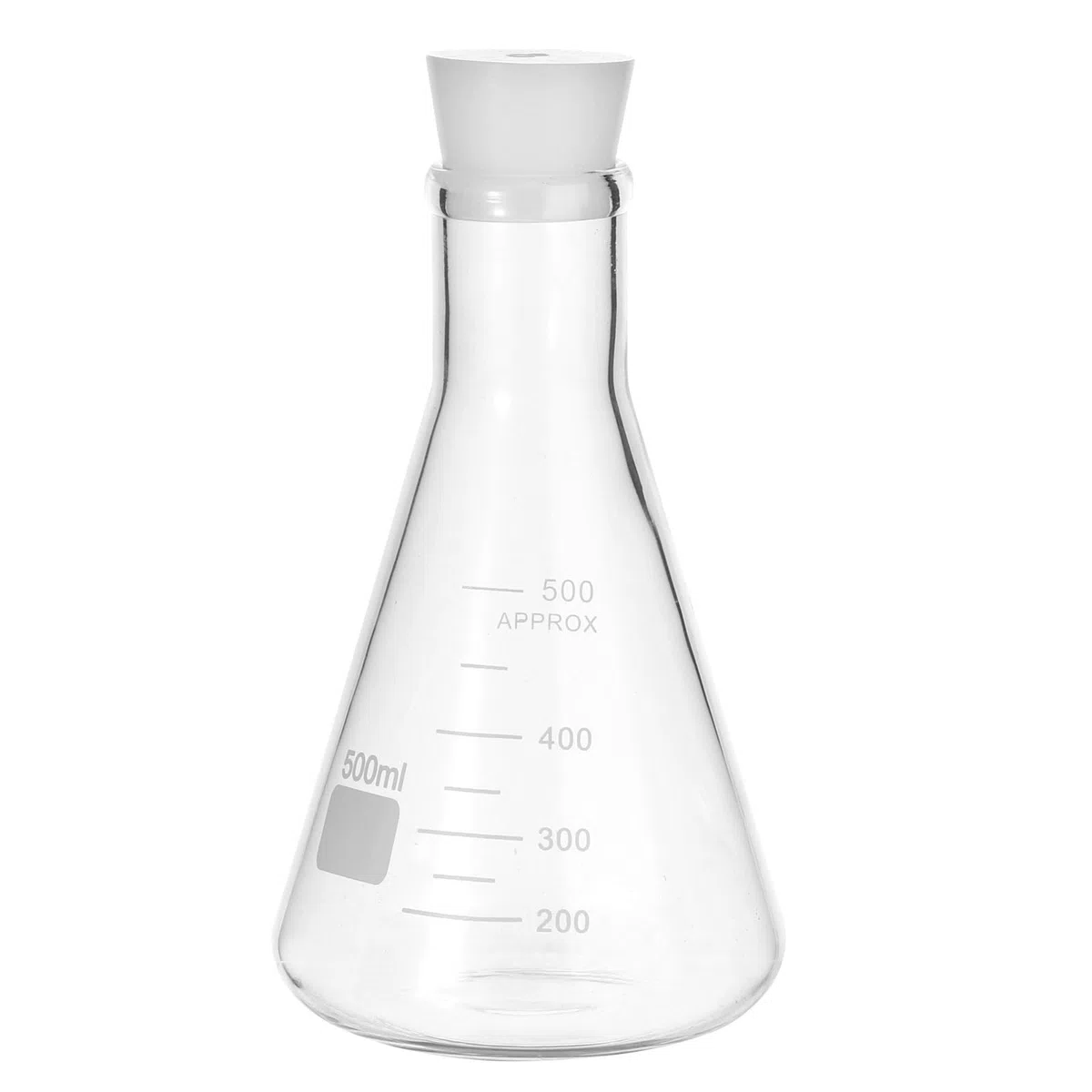 PATIKIL Matraz Erlenmeyer, 500ml 16.9oz Boca Estrecha Matraces Graduados Con Tapón De Silicona Matraces De Vidrio Borosilicato Con Graduación Impresa Para Experimentos Química Ciencia