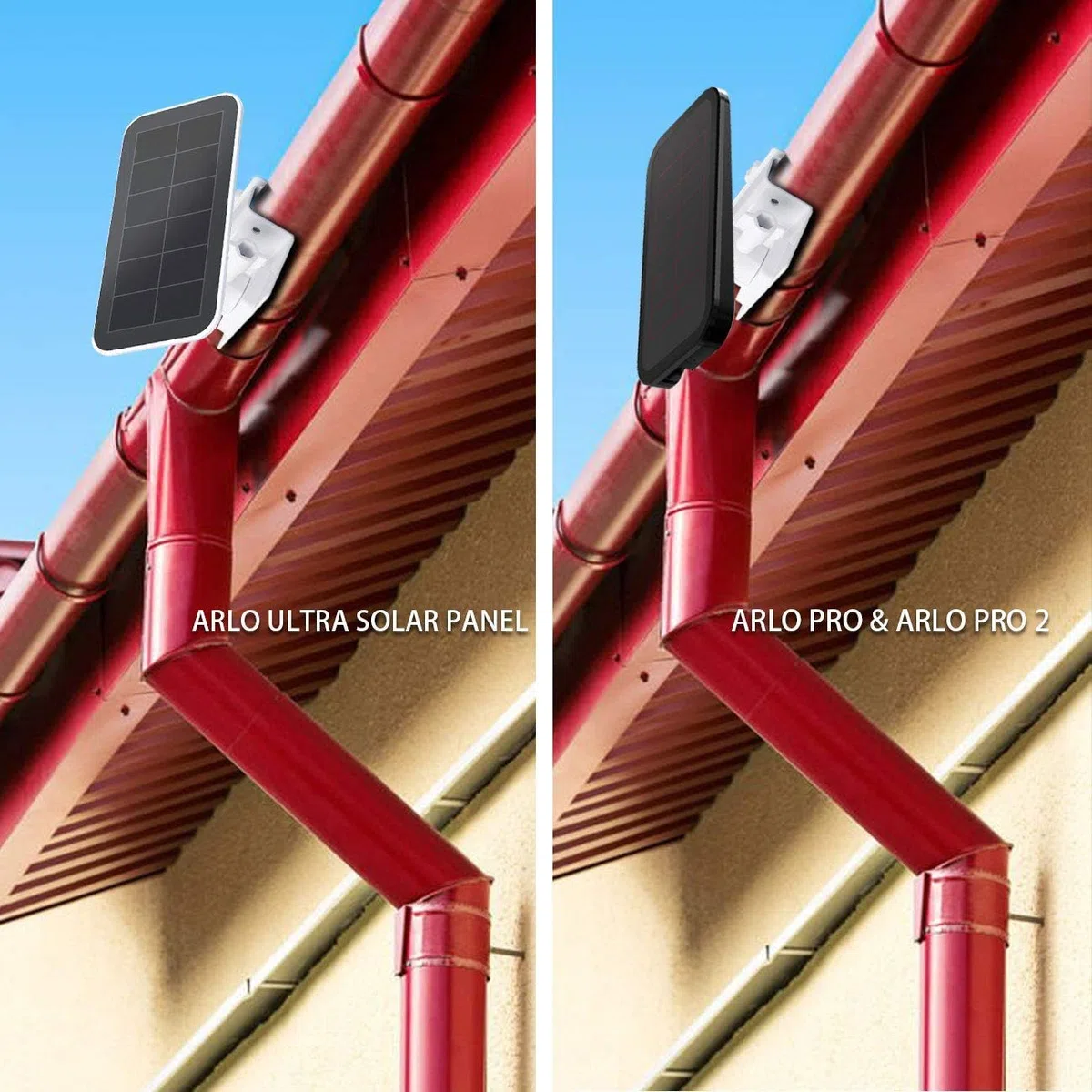 HOLACA Paquete de 2 soportes de canalón compatibles con versiones de panel solar Arlo, Ultra, 2, 3, 4, Eufycam 2, 2C, Pro 3, 3C, S220, S230 (blanco, 2 piezas)