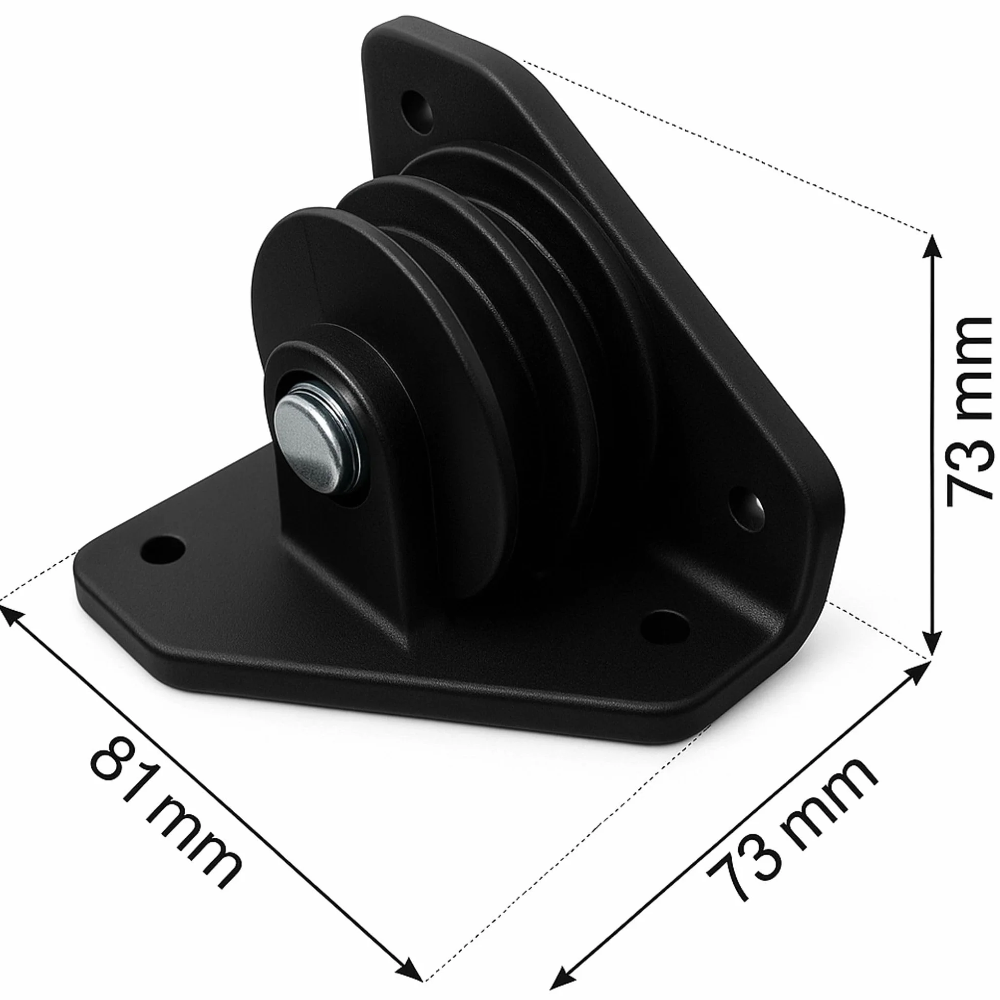 Teletoldo – Polea Doble Lateral Negra para Pérgola Profesional Grande ● Reenvío de Cuerda 6 mm ● Uso Lateral en Toldos Correderos ● Alta Resistencia y Durabilidad ● Fabricada para Tolderos