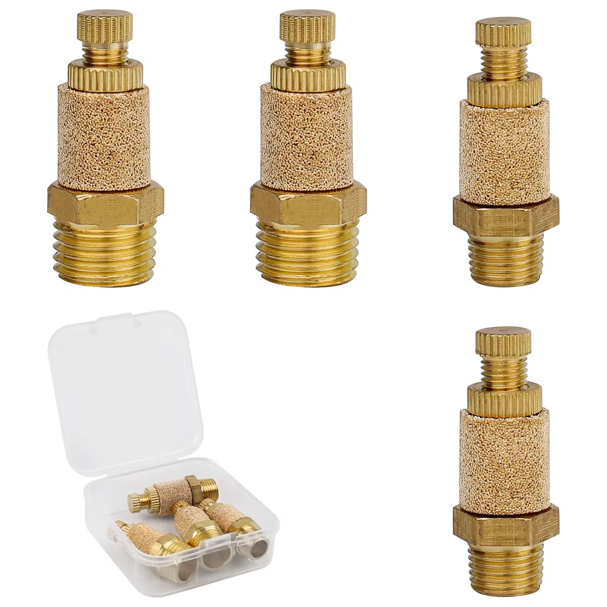 Filtro Neumático, Filtros de Válvula Neumática, Silenciador de Escape de latón Superior Hexagonal Ajustable Silenciador Neumático Silenciador 2 Piezas 1/8 y Silenciador 2 Piezas 1/4