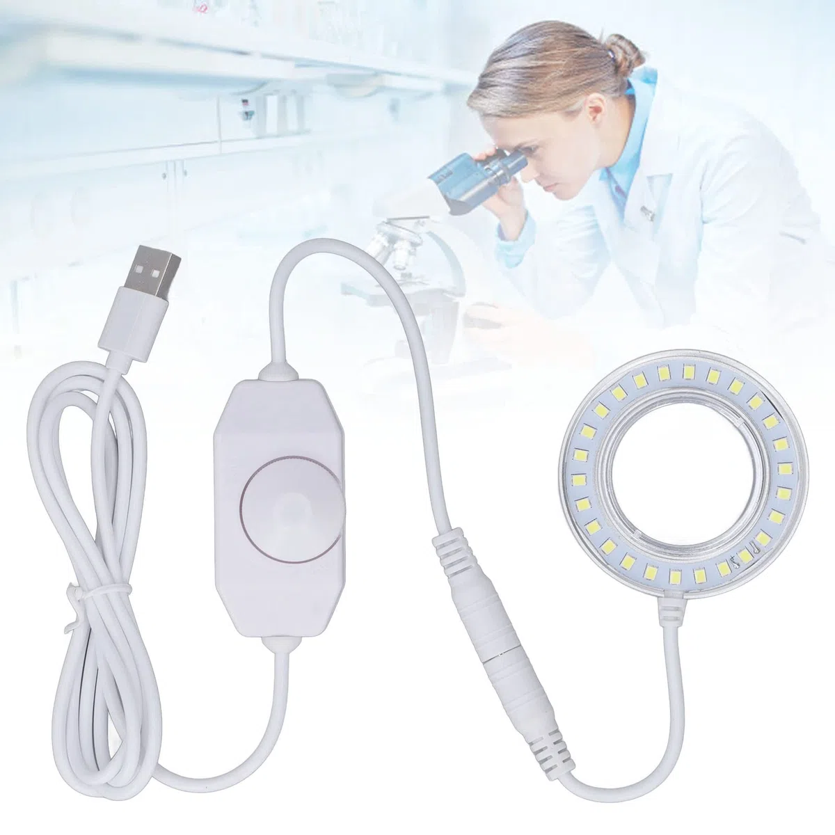 Anillo de Luz de Microscopio Iluminador de Luz de Anillo LED Ajustable para Microscopio Estéreo