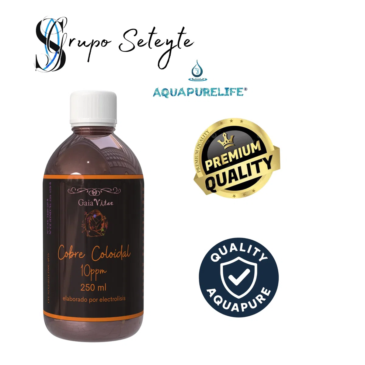 Cobre Coloidal 250 ml | Solución Coloidal de 10 ppm con Nanopartículas de Alta Pureza | Envase Ámbar Protector