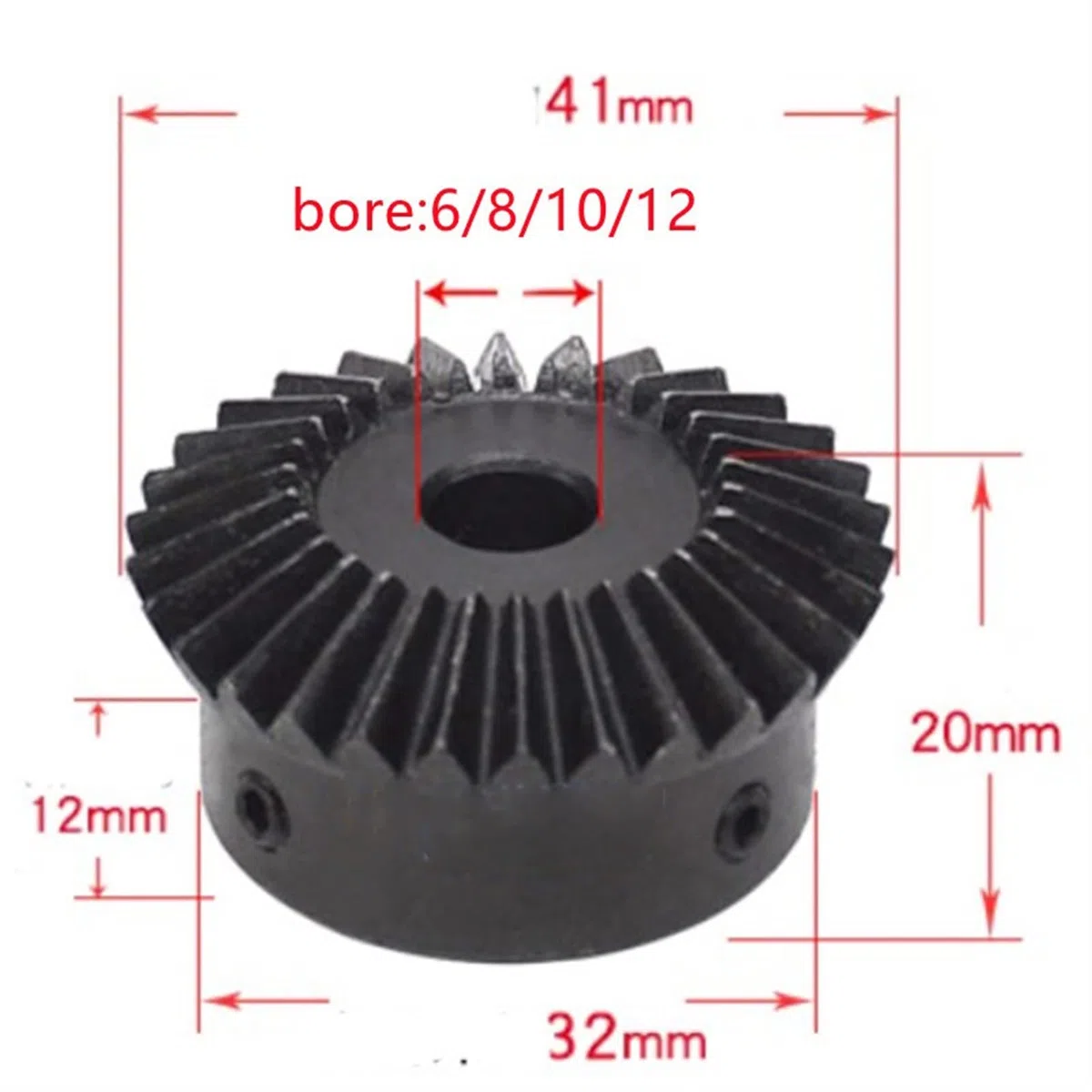 inglete escalonado 1 par de engranajes cónicos 1:2, 1 módulo, 20 dientes, 1M, 20T, 40T, engranaje cónico helicoidal, transmisión de 90 grados, engranaje de piñón de 6mm, 8mm y 10mm inglete recto ( Col