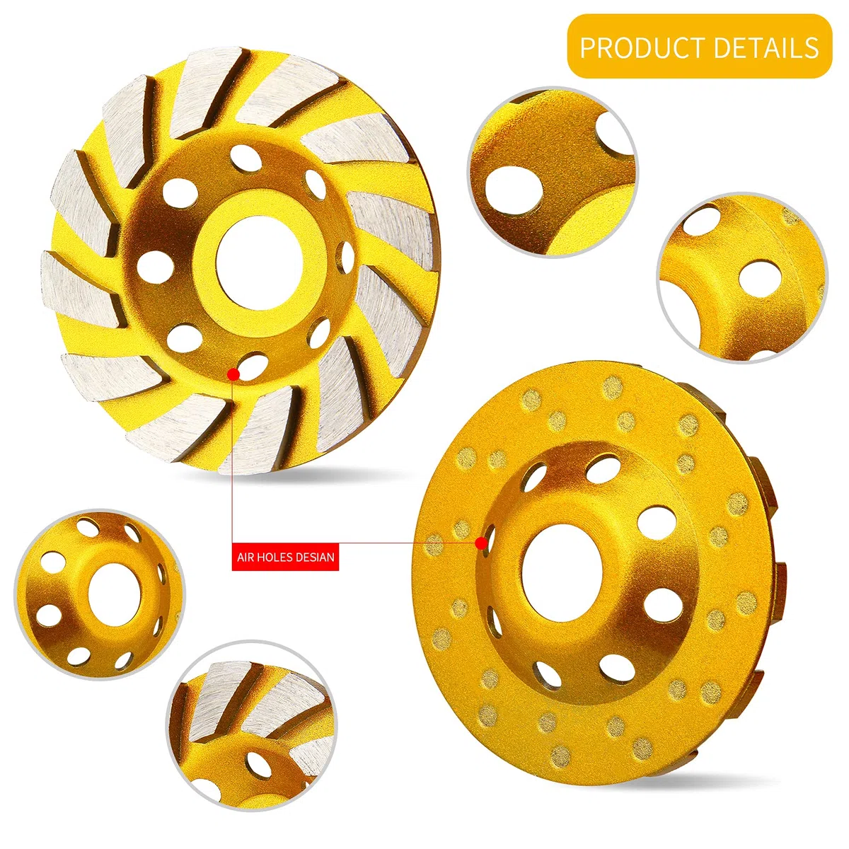 3 piezas Diamond Cup Grinder 4 pulgadas concreto Turbo Diamond Grinding Cup Wheel 12 Segs Heavy Duty Angle Grinder Ruedas para amoladora angular