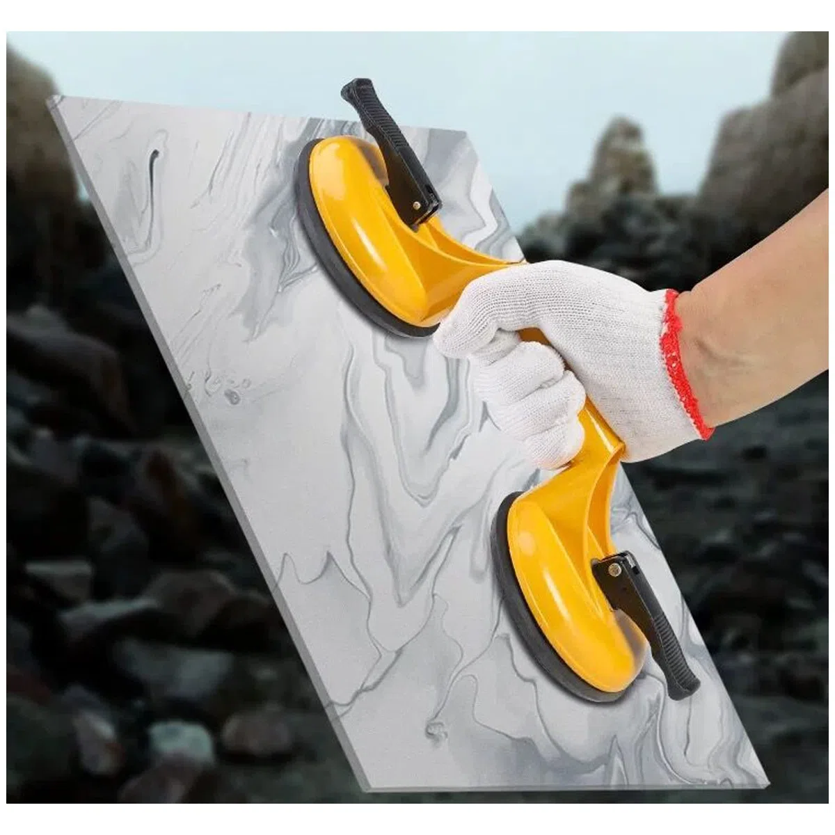 Ventosas para Azulejos Ventosa para Cristal Ventosa Doble 100kg Ventosa de Elevación para Transportar Objetos Voluminosos y Pesados, Vidrio, Maderas, Pisos, Superficie Lisa