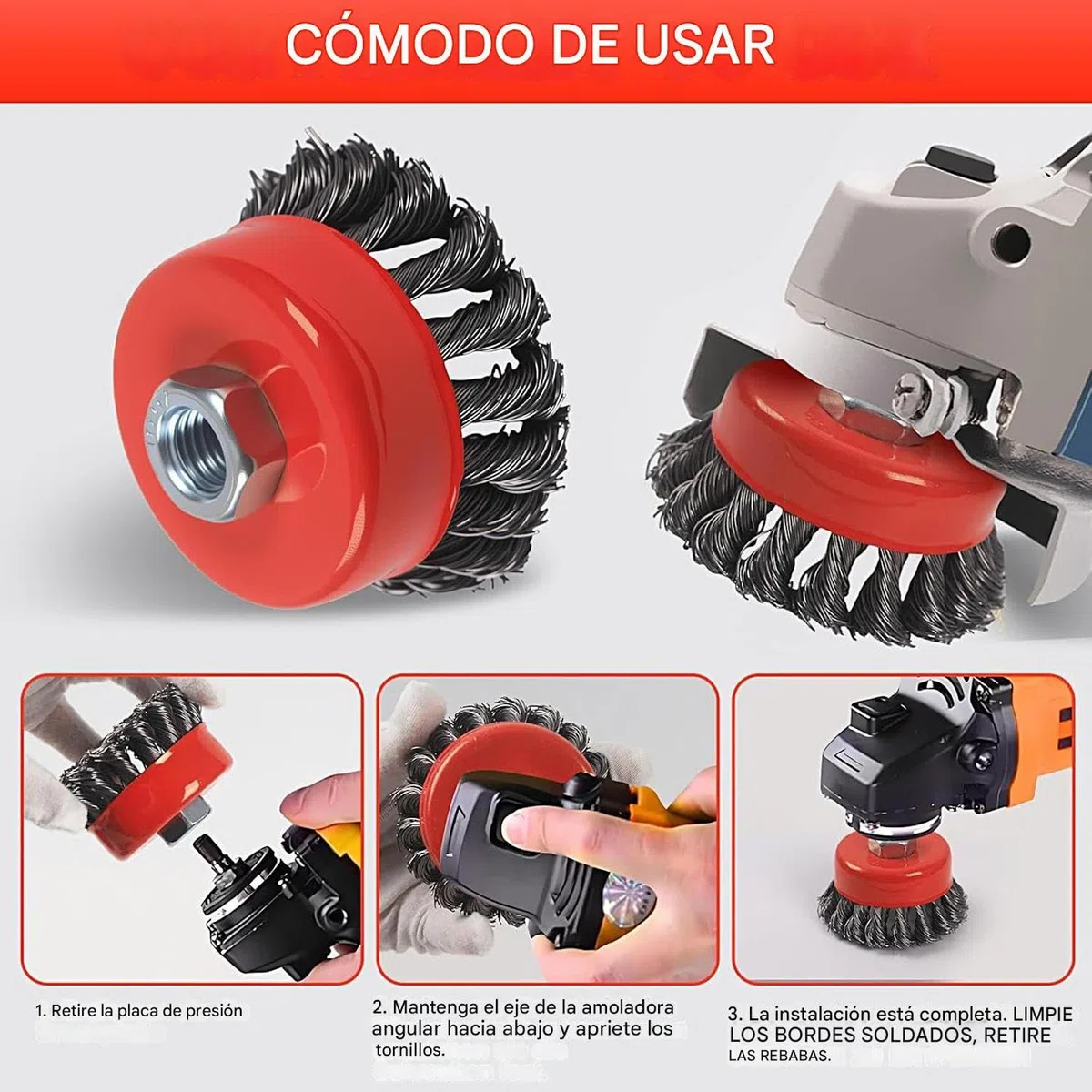 Disco de Cepillo de Alambre para Amoladora Angular | Juego de 6 Piezas para Desbarbado y Rectificado | Accesorio de M14 para Pulido y Mantenimiento Industrial | Eliminación de Óxido Limpieza