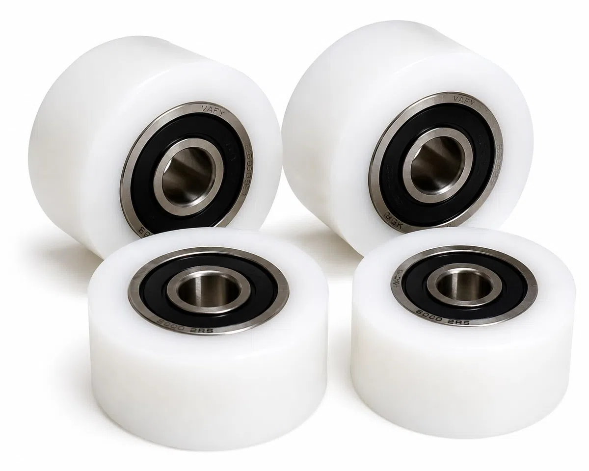 4 ruedas de poliamida de nailon de 40 mm de diámetro y 20 mm de ancho con rodamientos de 10 mm de precisión fabricados en la UE.