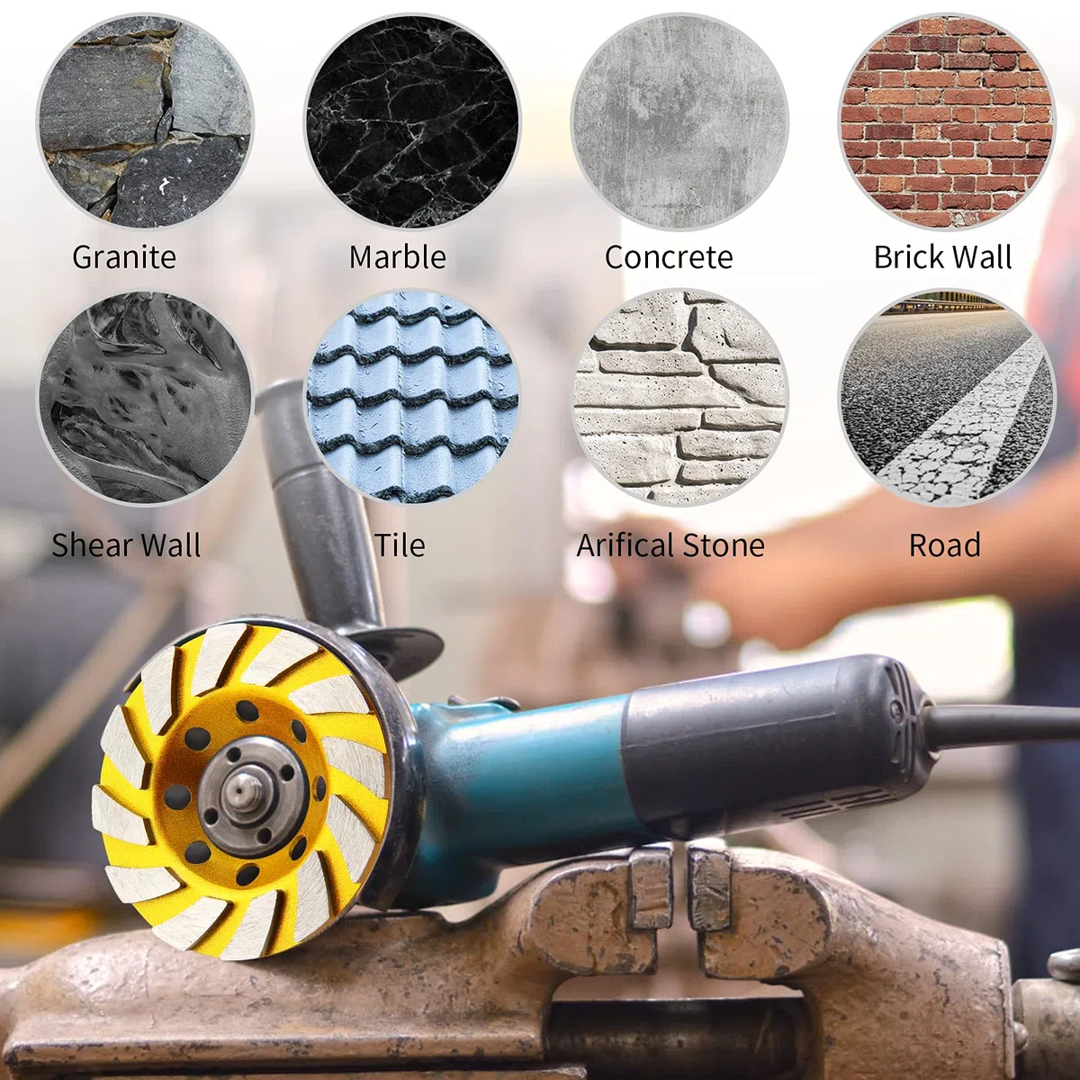 3 piezas Diamond Cup Grinder 4 pulgadas concreto Turbo Diamond Grinding Cup Wheel 12 Segs Heavy Duty Angle Grinder Ruedas para amoladora angular