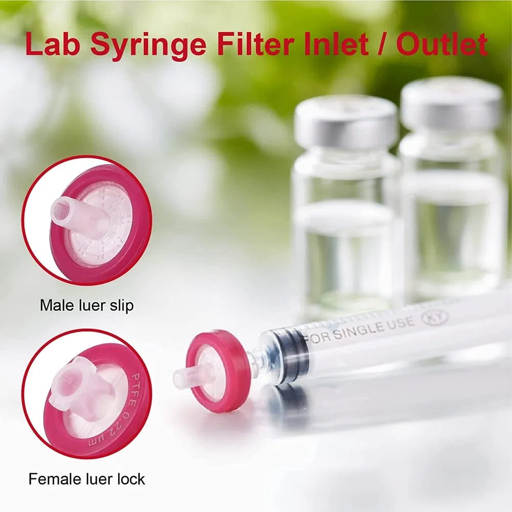 Energetic Paquete de 100 Filtros de Jeringa HidrofóBico Membrana de 0,22 Um FiltracióN de TamañO de Poro de 13 Mm Filtros de Laboratorio de Jeringa No EstéRiles
