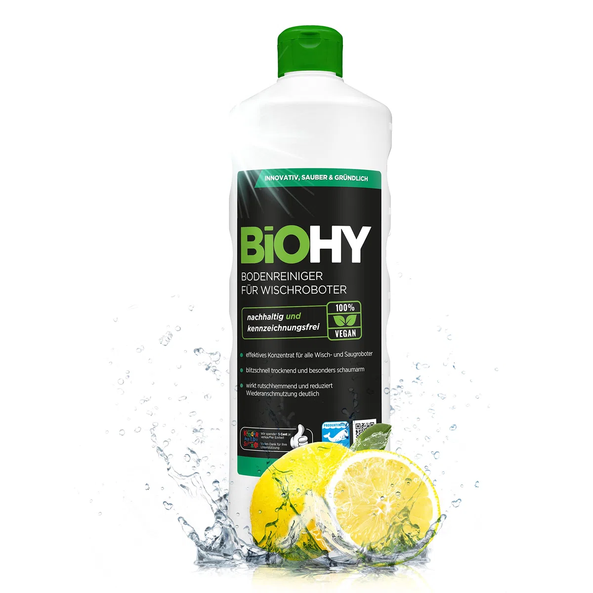 BiOHY Limpiador pisos para robots limpiadores (1 botella de 1 litro) | Concentrado para todos robot aspirador con función húmeda - sostenible y ecológico (Wischroboter)