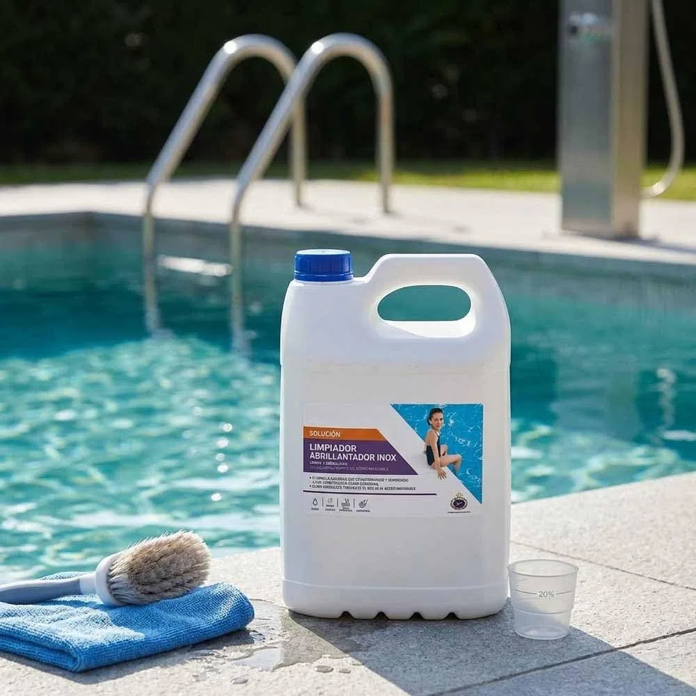 Suinga Limpiador Abrillantador de Acero Inoxidable para Piscina 5 litros | Limpieza Profesional y Brillo Duradero | Mantenimiento Eficiente de Equipos y Superficies de Piscinas