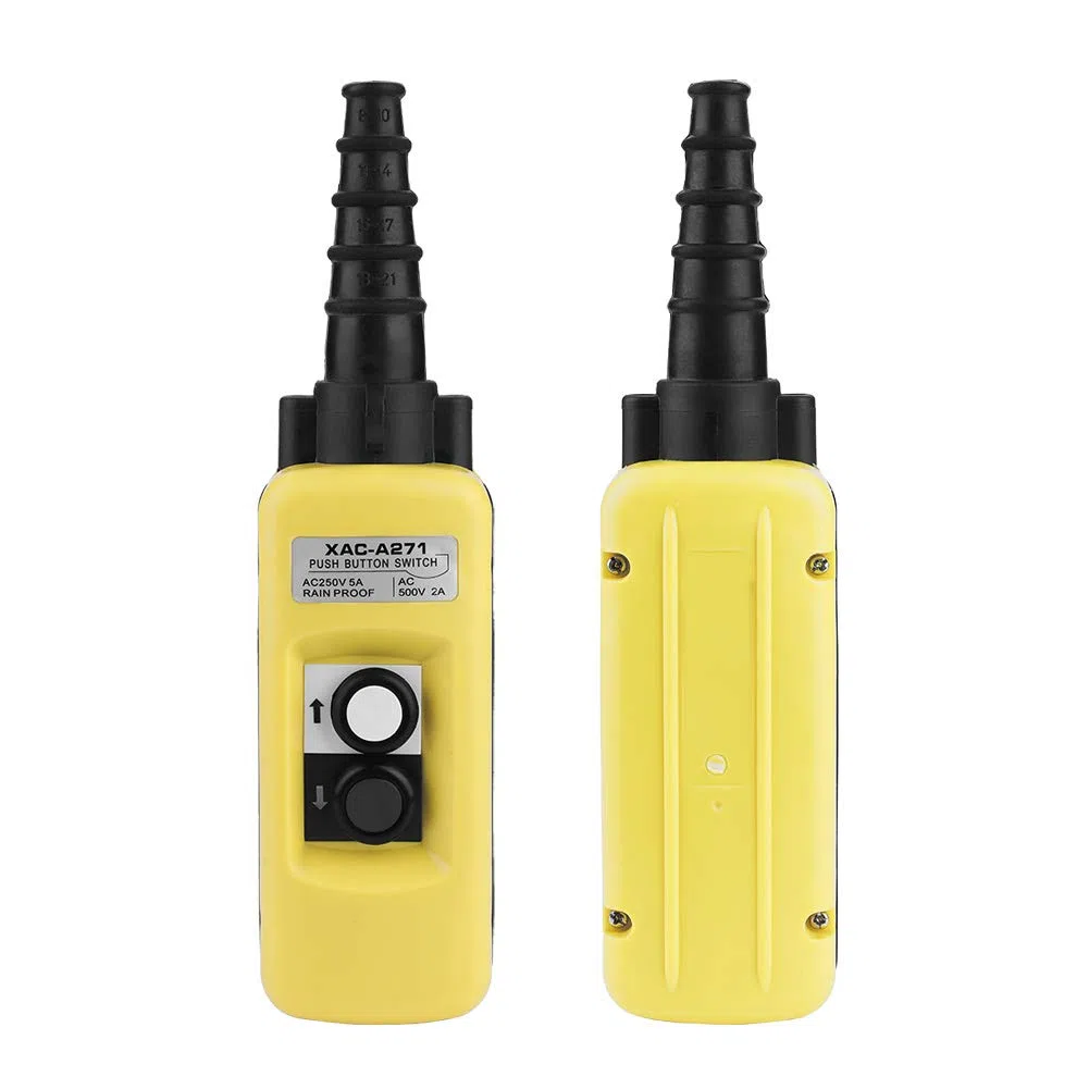 Interruptor de Botón Pulsador de Polipasto de Grúa de Mano, Interruptores de Control Colgante de 2 Botones, Interruptores de Botón Pulsador para Polipasto de Grúa