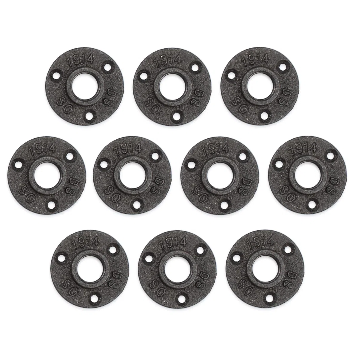 Brida de tubería negra, 10 unidades de 3/4 pulgadas con 3 agujeros, rosca de metal BSP, brida para tuberías, hierro maleable para tubos industriales, muebles, bares, restaurantes, hoteles y