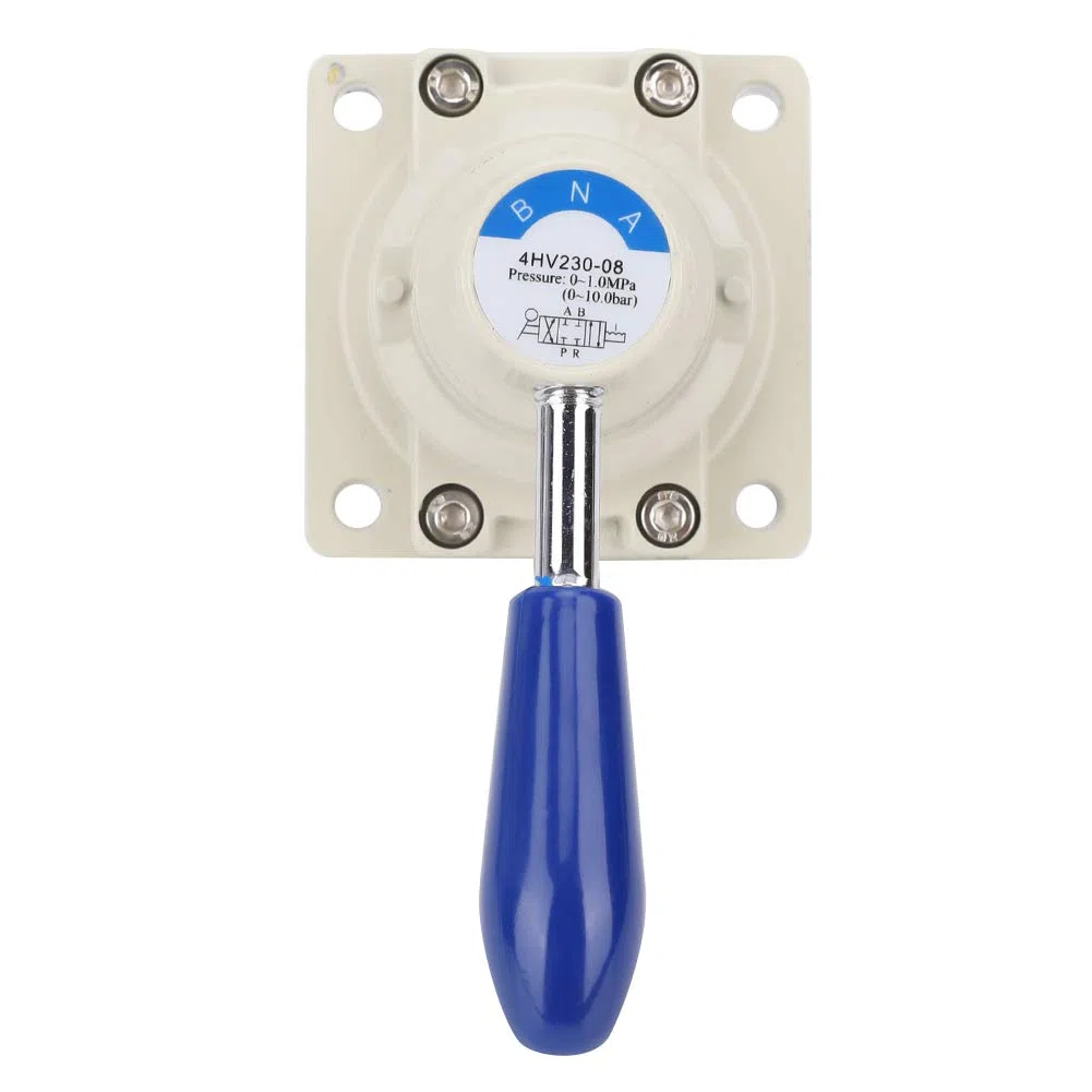 Palanca de control manual de 4 vías y 3 posiciones, válvula de inversión neumática de aleación de aluminio 4HV230-08, válvula neumática Pt de 1/4 pulg., Acción directa 0~1.0Mpa