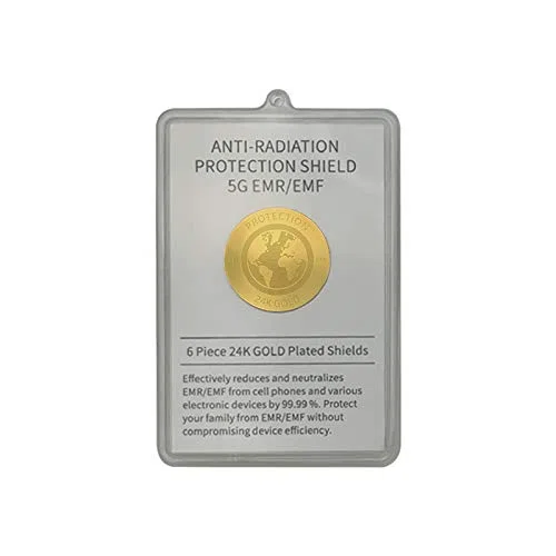 Paquete de 12 adhesivos de protección antirradiación, oro de 24 quilates, para teléfono celular, bloqueador de radiación EMF, portátiles, tabletas, bloqueador de radiación 5G, Wi-Fi, Bluetooth