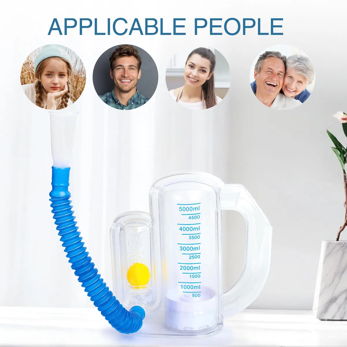 Espirómetro de incentivo, espirómetro de incentivo, dispositivo de ejercicio de respiración para adultos, para pulmones, entrenador de respiración profunda para niños y adultos, medición de capacidad