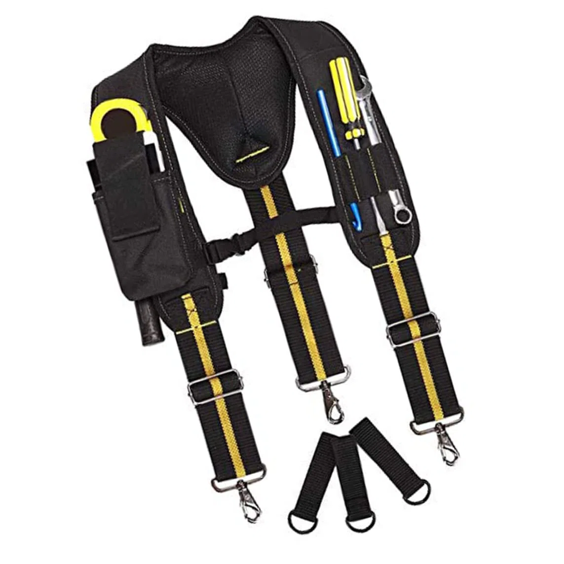 Terreteros de cinturón de herramientas, tirantes acolchados de 3 puntos, tirantes de cinturón de servicio pesado en forma de Y, tirantes de trabajo de soporte lumbar ajustable con bolsillo para carpi